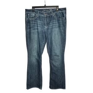 Seven 7 Dark Wash Rhinestone Slim Bootcut Embroidered Denim Jeans Size 16